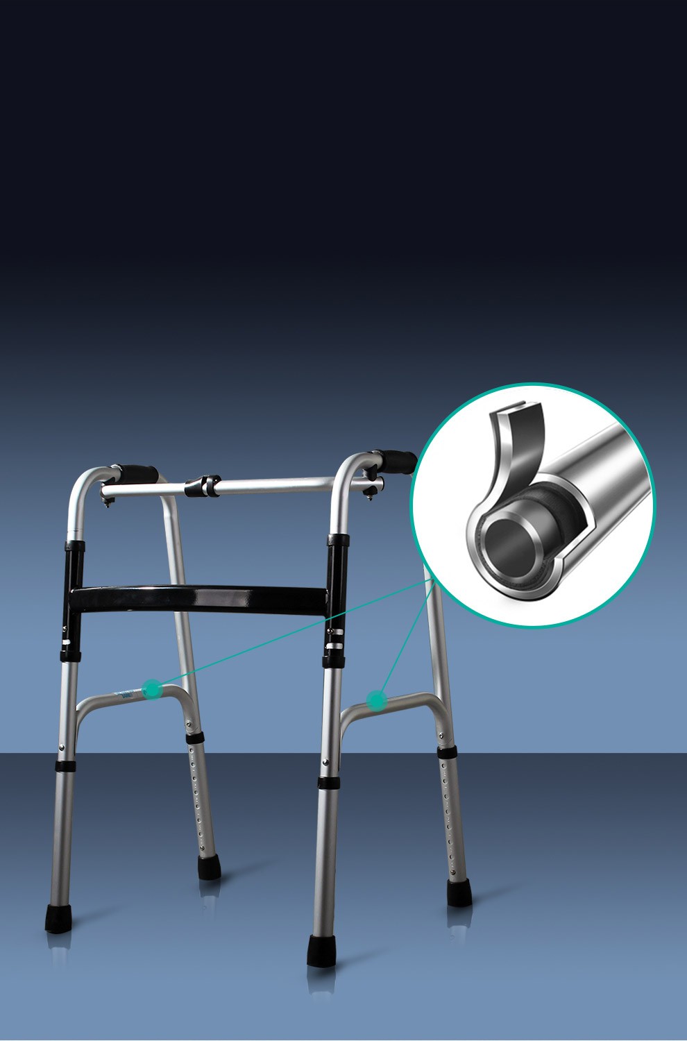 雅德残疾人助行器老人轻便助步器铝合金拐杖骨折助行器四脚拐移动扶手