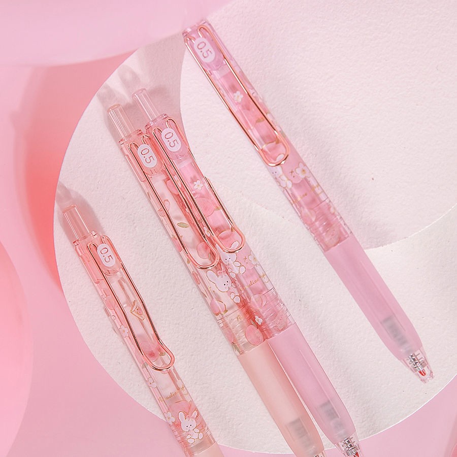 博比澳少女心笔按动笔高颜值可爱笔记笔黑色中性笔网红笔文具元气满满