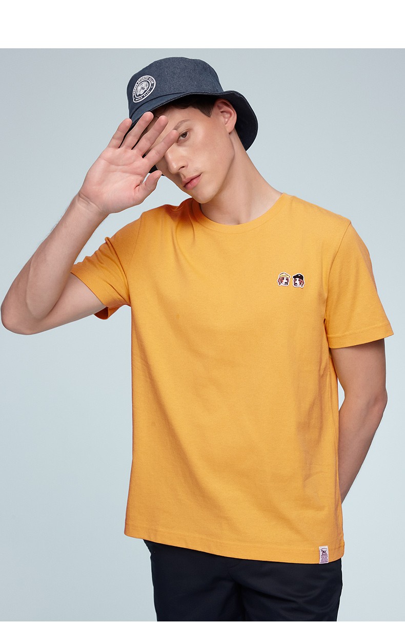 【哈吉斯astze01bi62】哈吉斯hazzys 夏季男士双小狗logo圆领短袖t恤