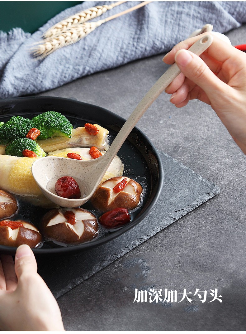 佑泰小麦秸秆厨房长汤勺打汤盛汤喝汤大勺子家用盛粥勺稀饭勺汤瓢菜勺
