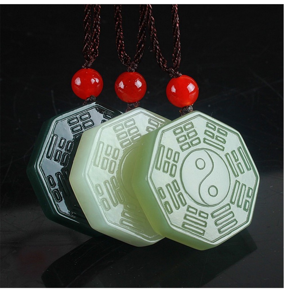 翡舞 天然和田玉吊坠 男女款情侣玉石挂件 玉石八卦项坠带证书礼物