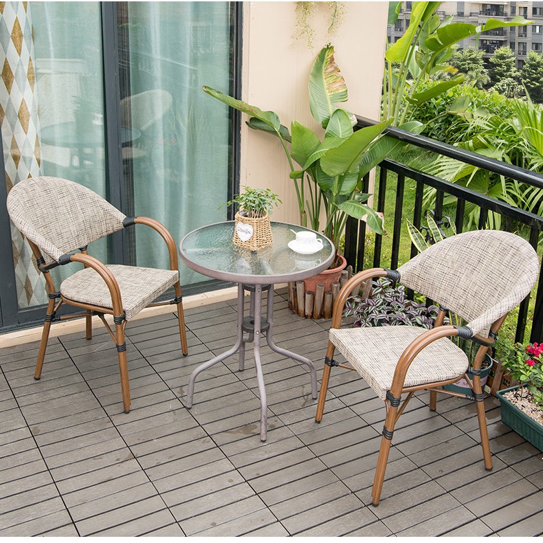 步步娇阳台桌椅现代简约阳台小茶几家用室外桌椅组合藤椅三件套户外