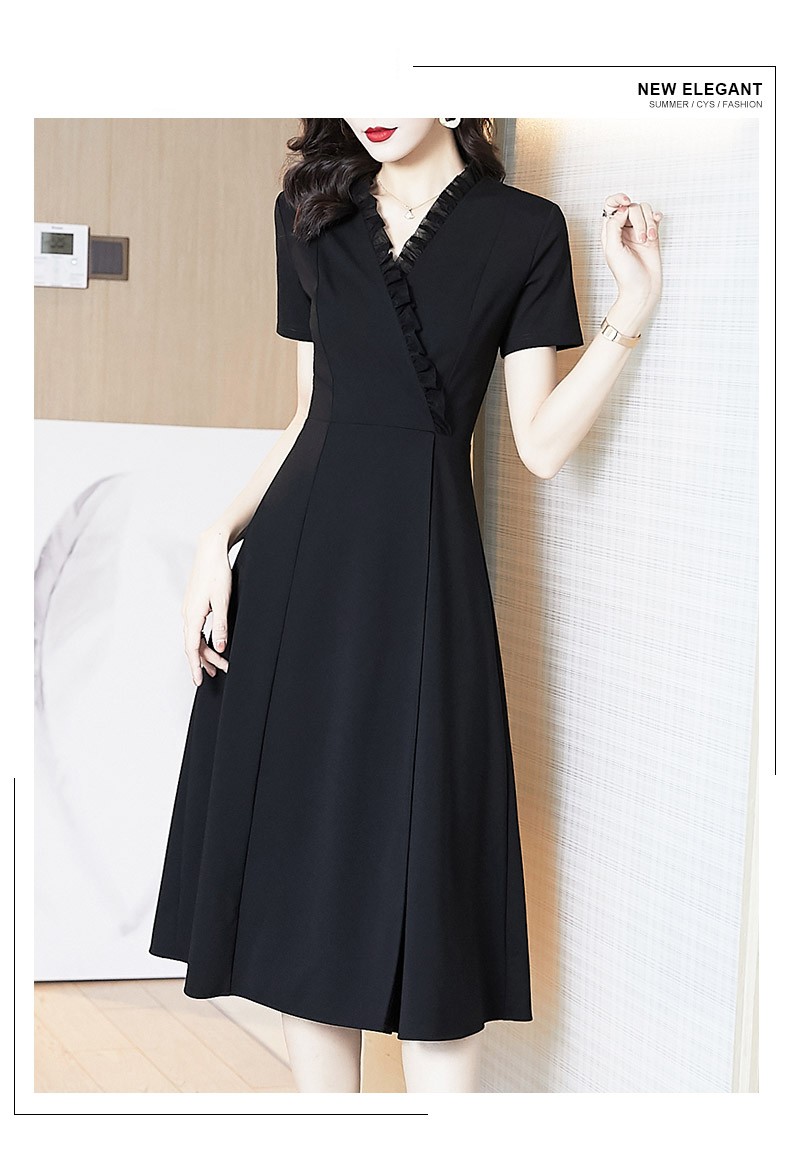 【爆款推荐】【商城正品】2021夏季新款赫本风连衣裙小黑裙夏季女黑色