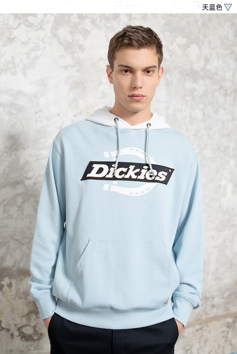 dickies卫衣 男女同款情侣款撞色拼接连帽卫衣 毛圈布上衣宽松 卫衣男