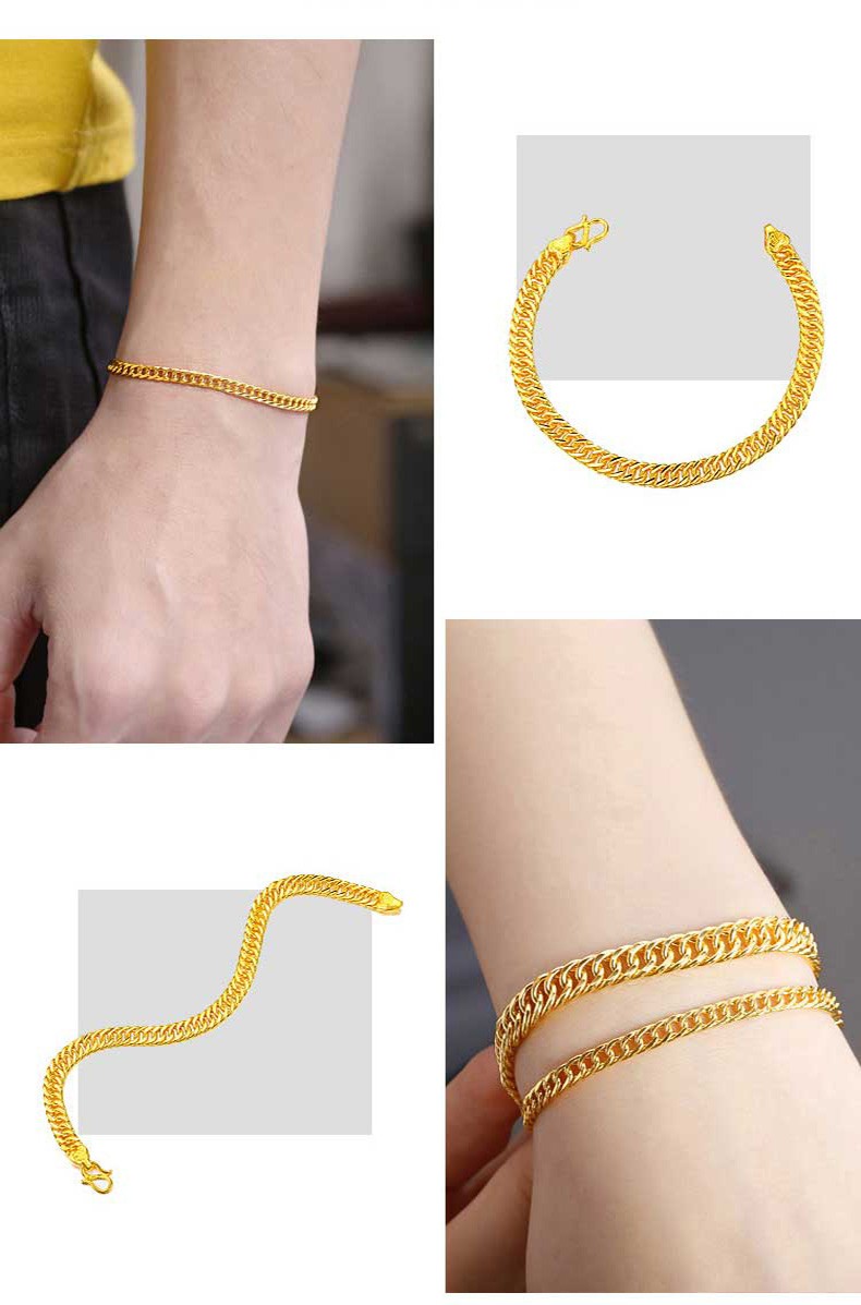 398/克卡姿亚 9999足金马鞭链黄金手链男 霸气老板链坦克链显粗手表链