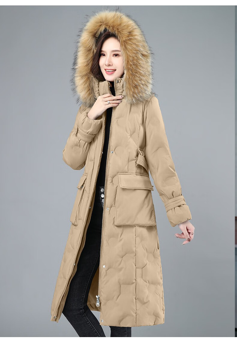 kakaagt品牌长款过膝羽绒棉服女2020年新款收腰时尚休闲冬装加厚棉衣