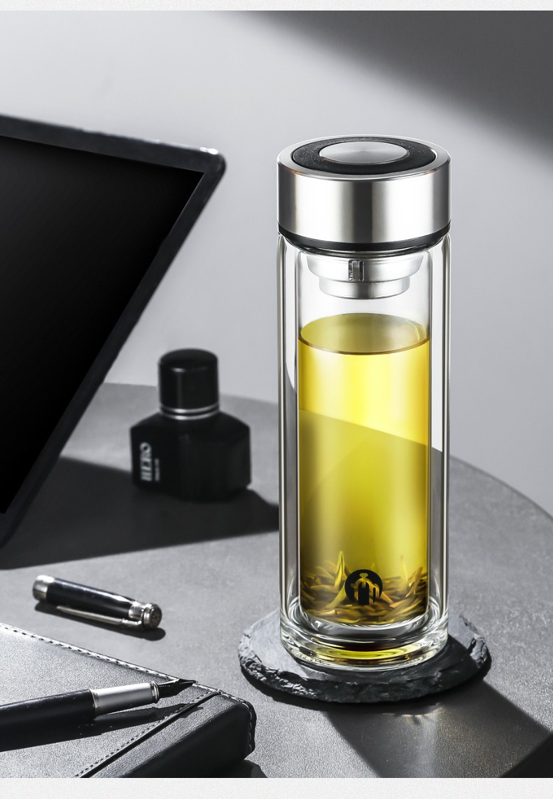 富光茶马仕双层玻璃杯茶杯男士高档商务便携泡茶水杯子大容量定制t