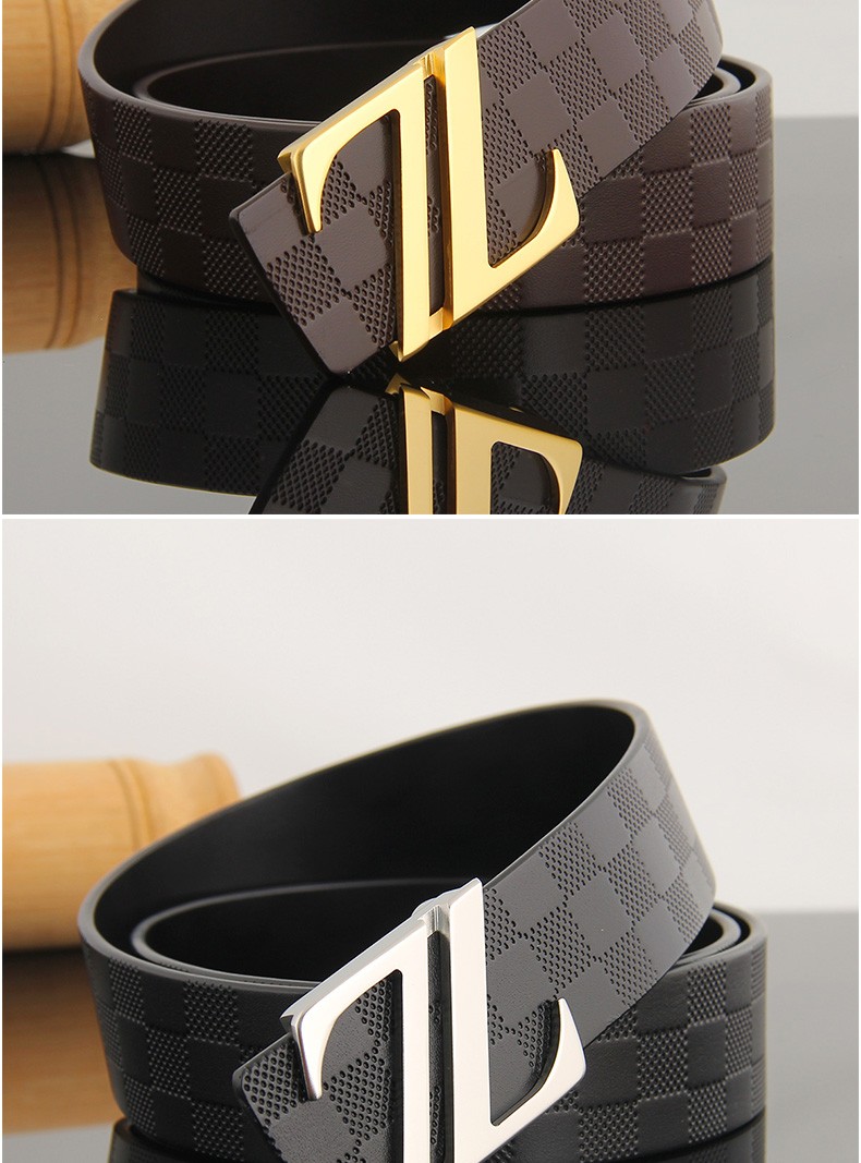 ozff品牌奢侈品男士皮带男真皮平滑扣内穿式裤腰带男头层牛皮纯牛皮中