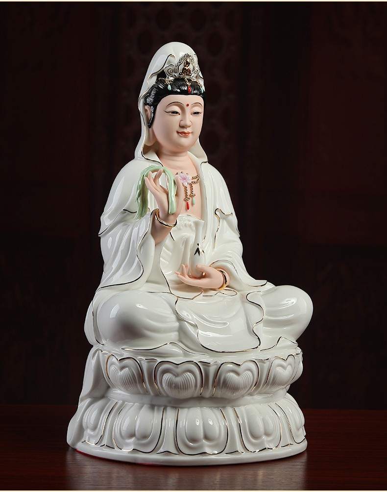 七珍 陶瓷南海观音菩萨佛像家居办公室风水家里供奉客厅家用神像观世