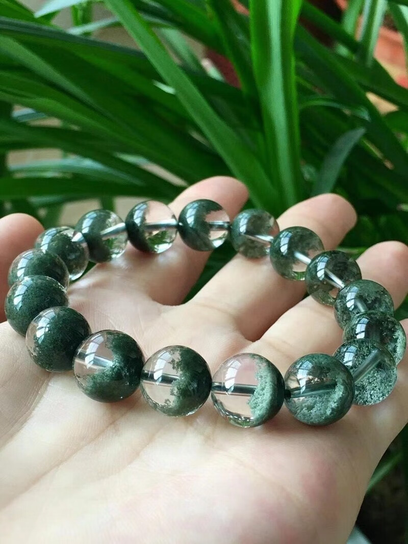 诺源珠宝天然巴西绿幽灵聚宝盆手链颗大饱满晶体干净男女款水晶手串送