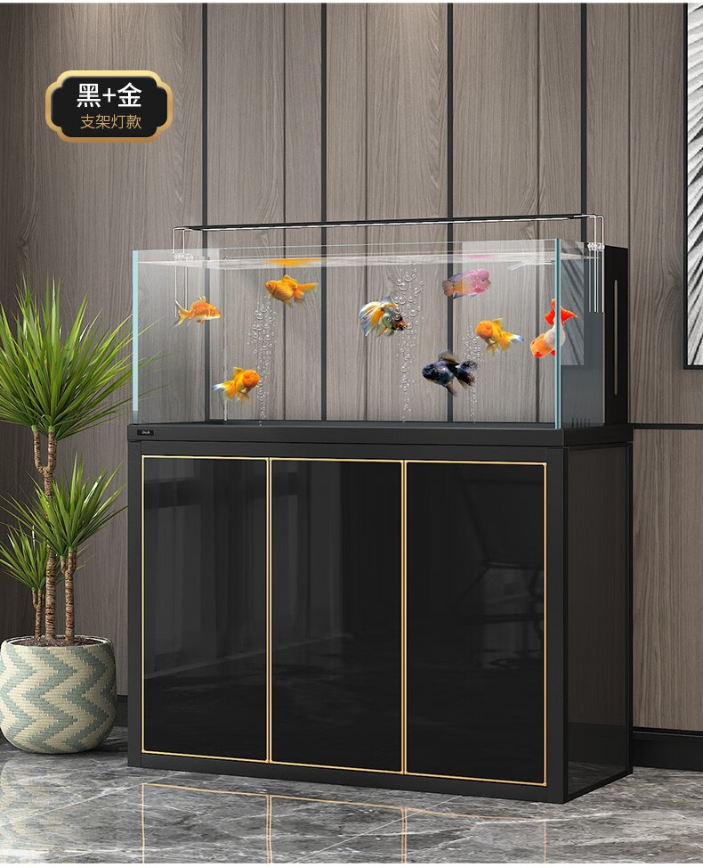德克 新品专业水草鱼缸水族箱超白玻璃底滤兰寿金鱼缸生态客厅公司