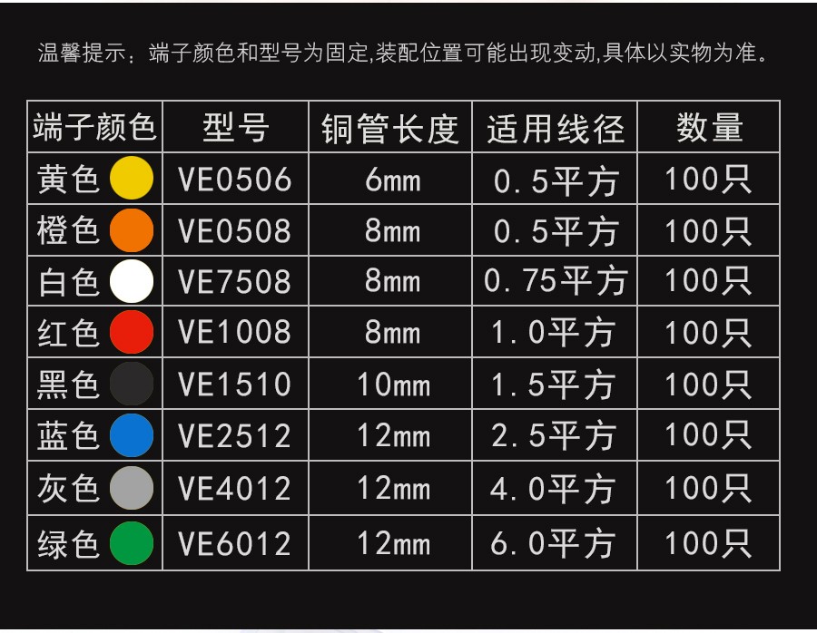 施兹坦 管型冷压接线端子铜ve1008欧式接线端子管型端子1508针型接线