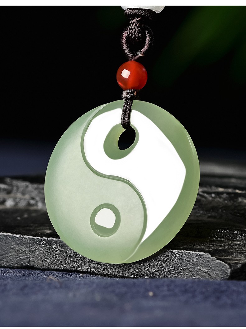 玉等我和田玉太极八卦玉吊坠挂件玉佩项链男女款青玉款