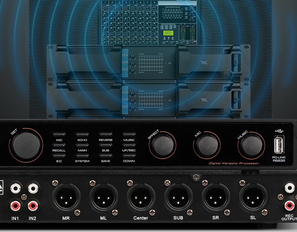 tklx7专业ktv前级效果器智能自动防啸叫抑制器家用卡拉ok工程混响均衡