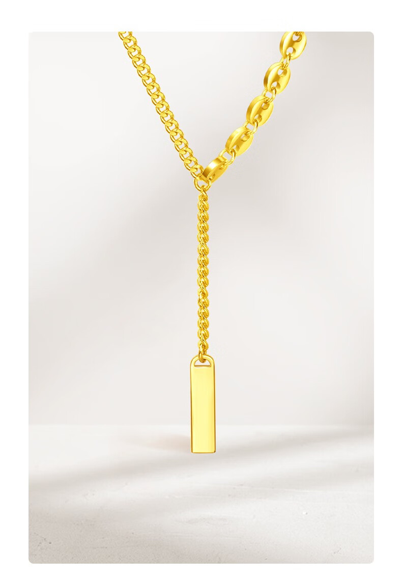 老凤凰黄金幸运签项链女足金999小金条上上签吊坠锁骨链新款 约7克