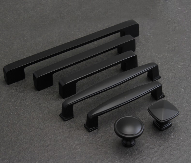 珍固现代简约柜门拉手实心纯铜柜子拉手衣柜橱柜门把手黑色拉手黑色