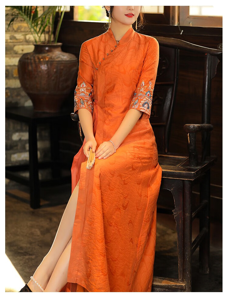 欧迪鸟品牌女装改良版汉服2021春季新款年轻款中国风民族风旗袍连衣裙