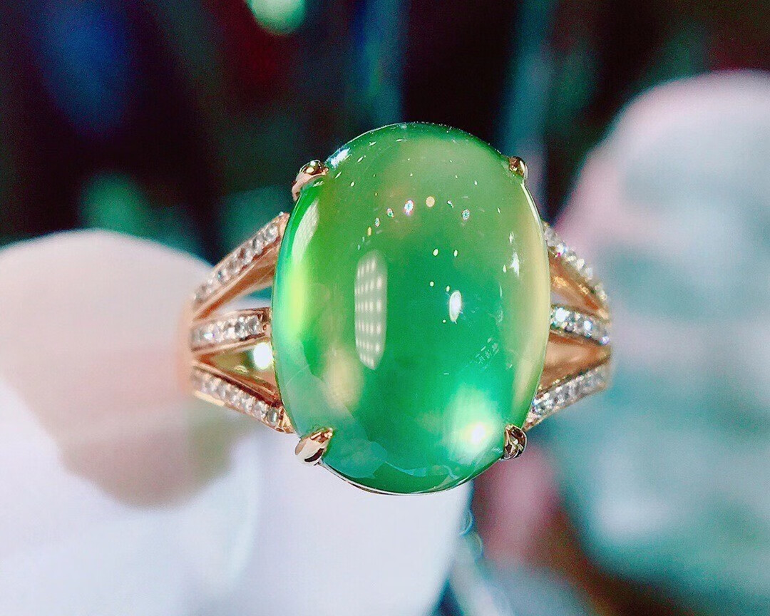 俊辰珠宝天然巴西葡萄石戒指女18k重金镶嵌晶体干净火彩南非豪镶钻石