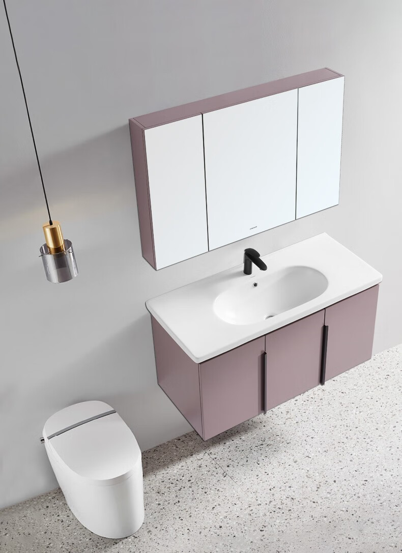 法恩莎优雅紫灰轻奢ins风浴室柜洗脸盆镜柜组合家用卫生间浴室柜套装