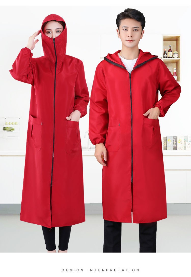 细熙加长工作服罩衣大人加绒特长围裙防水防油家用厨房男女秋冬保暖