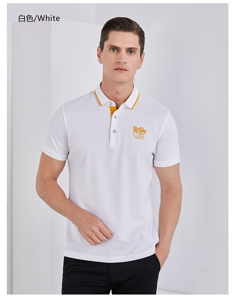 masterpolo保罗t恤男士短袖商务休闲翻领带领纯棉polo衫rnz8816玫红m