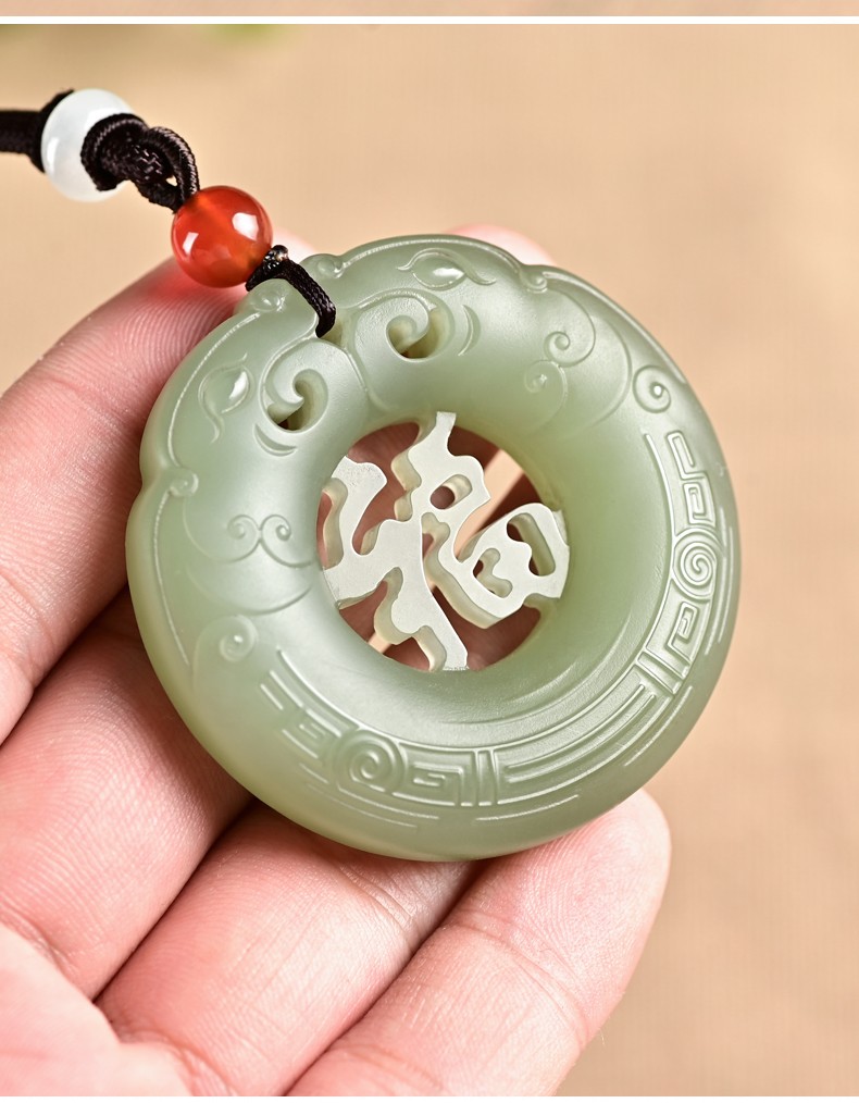 落花啼春和田玉吊坠龙玉佩仿古龙挂件双龙献福玉石项链玉牌男女款