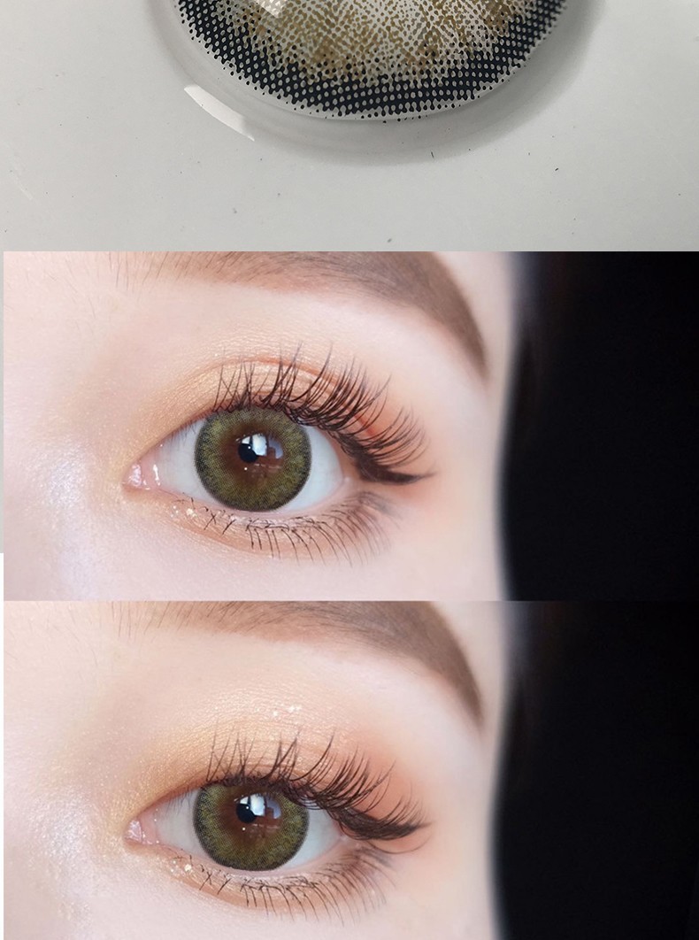 hangee碧珀灰美瞳年抛女2片装大直径145mm通透混血细腻花纹知性御姐风