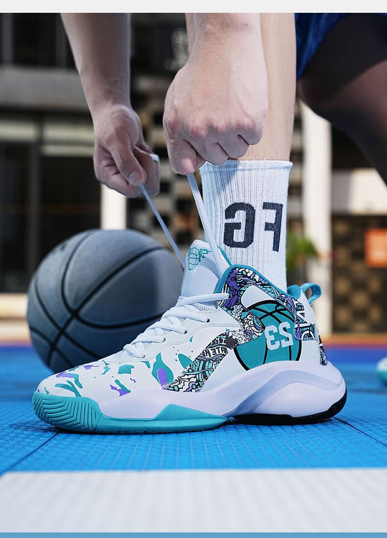 绛天 初中生篮球鞋男不磨脚波鞋水泥地耐磨打蓝穿的球鞋青少年儿童小