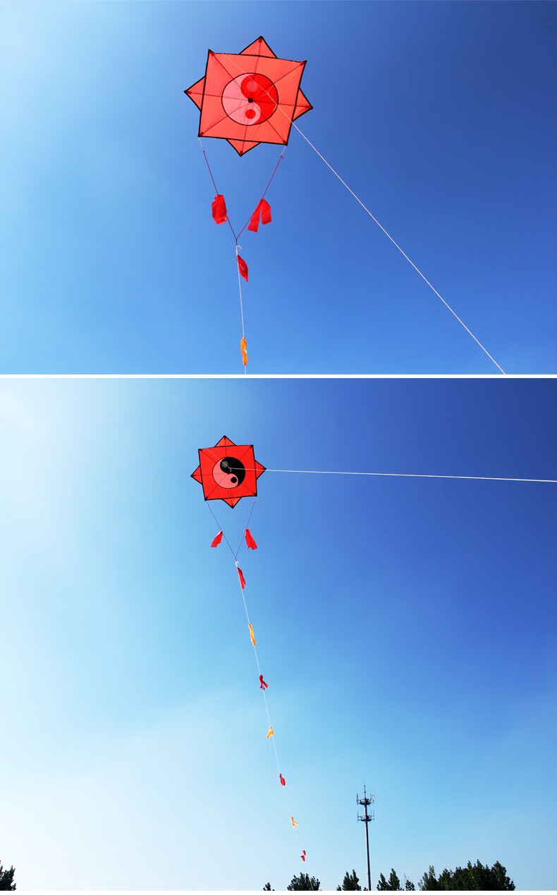 潍坊百特风筝1米伞布八卦风筝玩家风筝好飞抗大风八角风筝14米玻璃钢