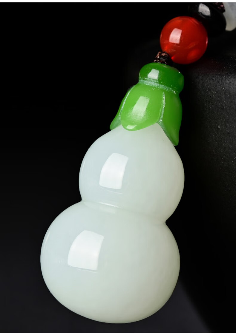 芊乔珠宝和田白玉葫芦吊坠项链圆葫芦玉坠福禄挂件男女玉坠大号