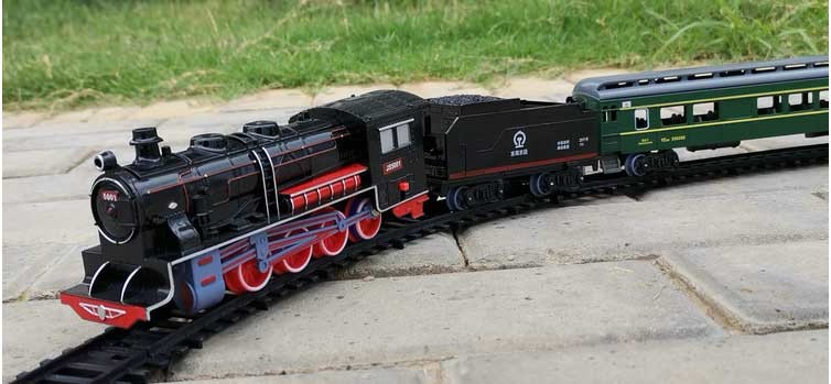 蒸汽机车套装仿真铁轨小火车模型玩具电动轨道车红皮火车 内燃机火车