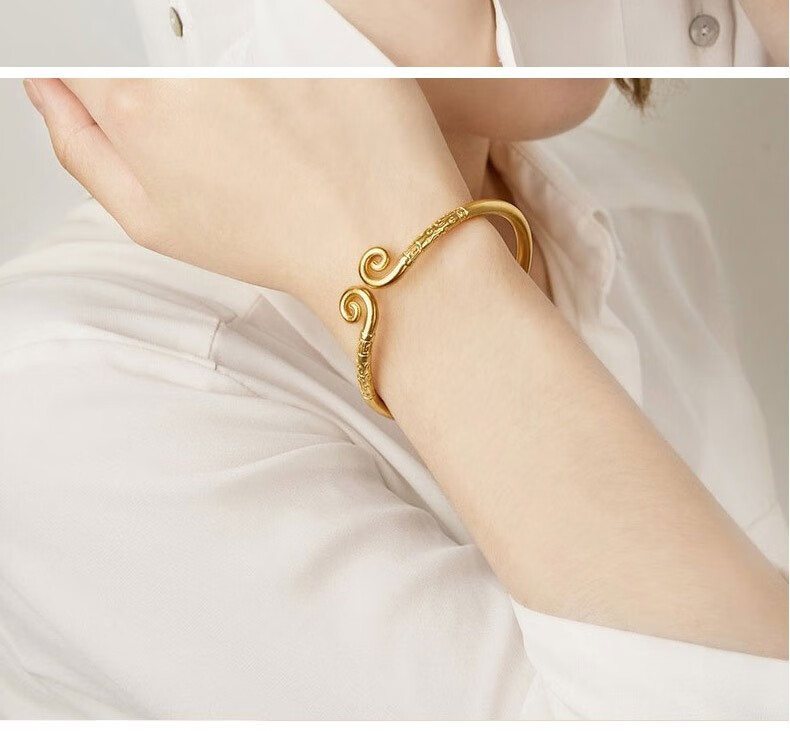 情人节礼物金天地珠宝传承系列黄金手镯女足金999古法紧箍咒手镯男女