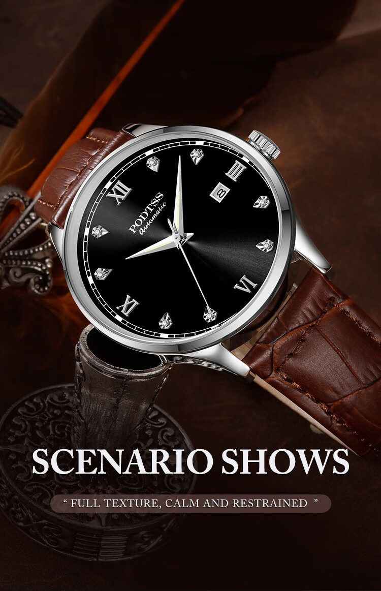 宾爵巴顿胜利勋章系列进口全自动机械男士夜光防水商务腕表pt6130m银