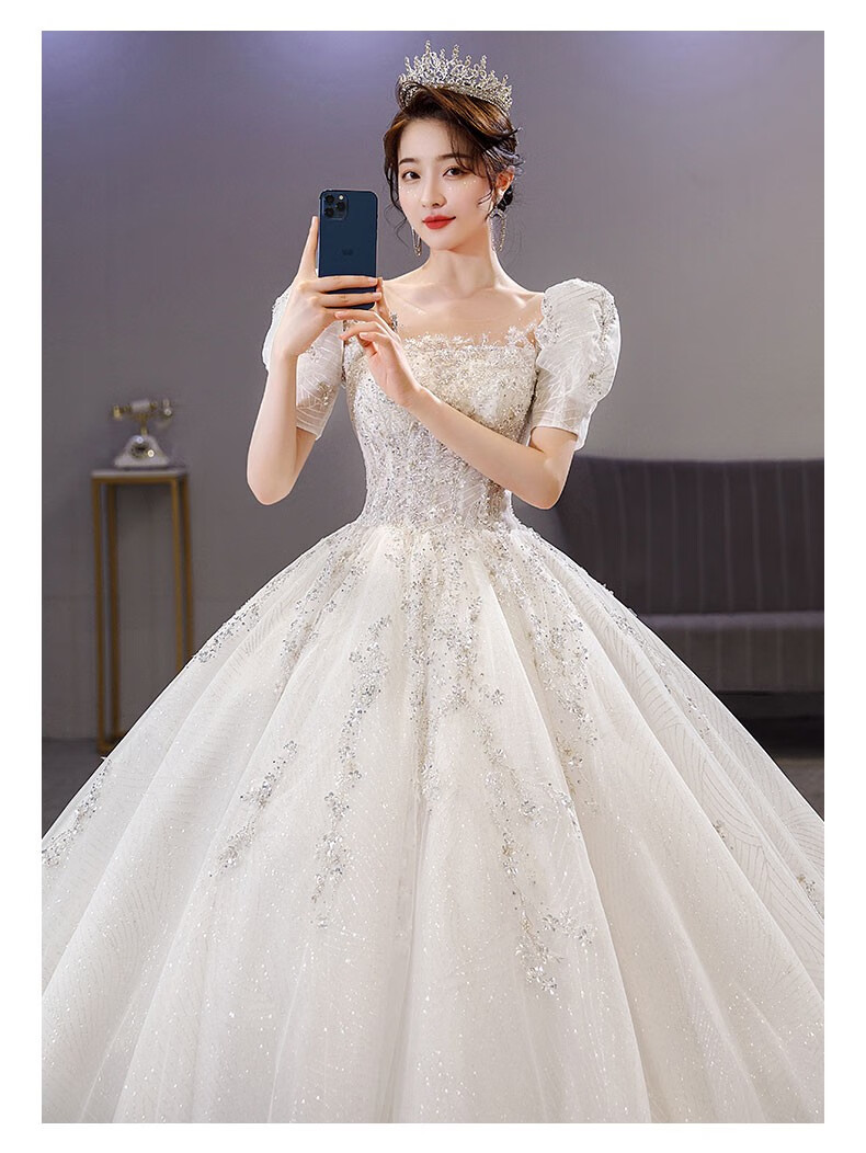 轻主纱婚纱2022新款宫廷风法式复古时尚大拖尾质感婚礼新娘齐地款xxl