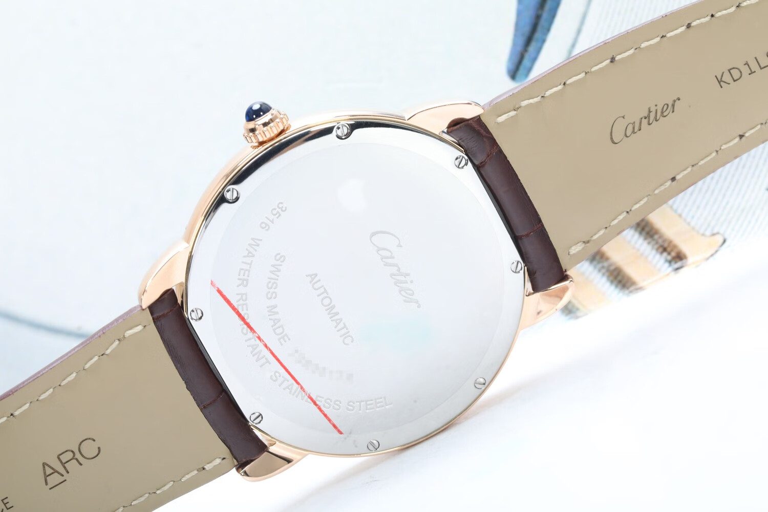 二手95新卡地亚w670100942mm表径18k玫瑰金后镶钻自动机械男士腕表