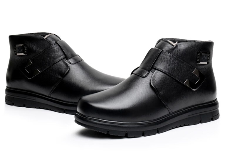 绿秀 电暖鞋冬季加热鞋男士户外可行走充电发热鞋真皮电暖皮鞋加绒