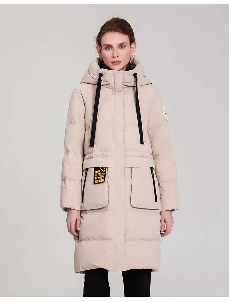 雪伦鹅绒羽绒服女中长款2022年新款秋冬外套女装大廓型贴标休闲运动风