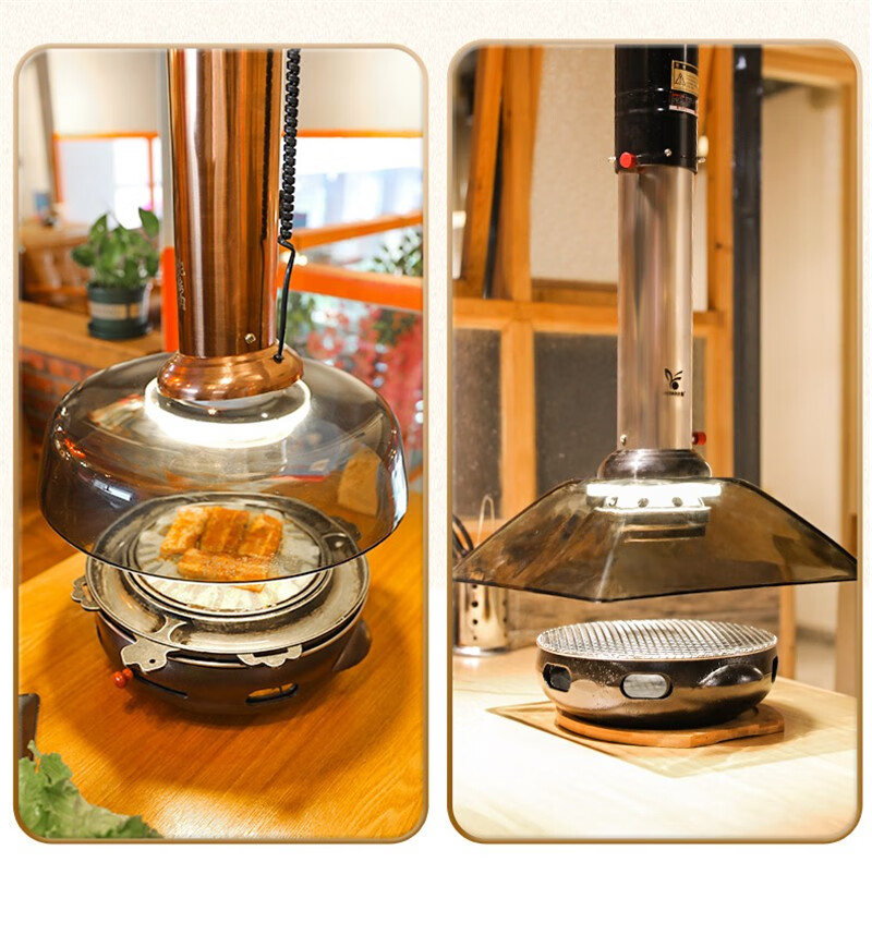 室内烧烤排烟烤肉店排风设备玻璃吸烟罩韩式烧烤伸缩排烟管罩商用