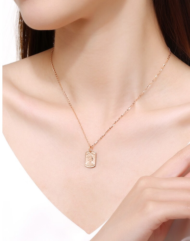 周福生 18k金项链女王牌玫瑰金锁骨链复古时尚g750彩金套链送女友 18k