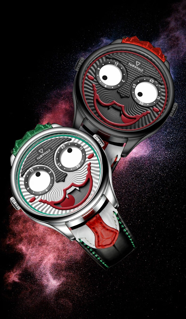 马克华菲(fairwhale)手表男士2021新款进口机芯小丑腕表个性防水潮流