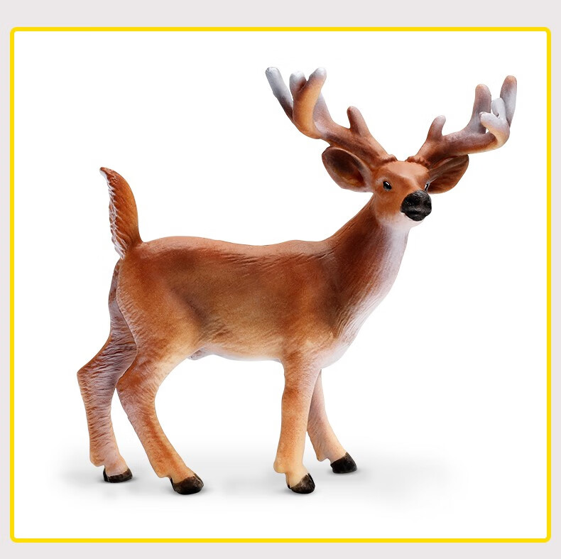 wantmoin玩模乐儿童实心仿真动物模型玩具动物套装大白尾鹿小鹿梅花鹿