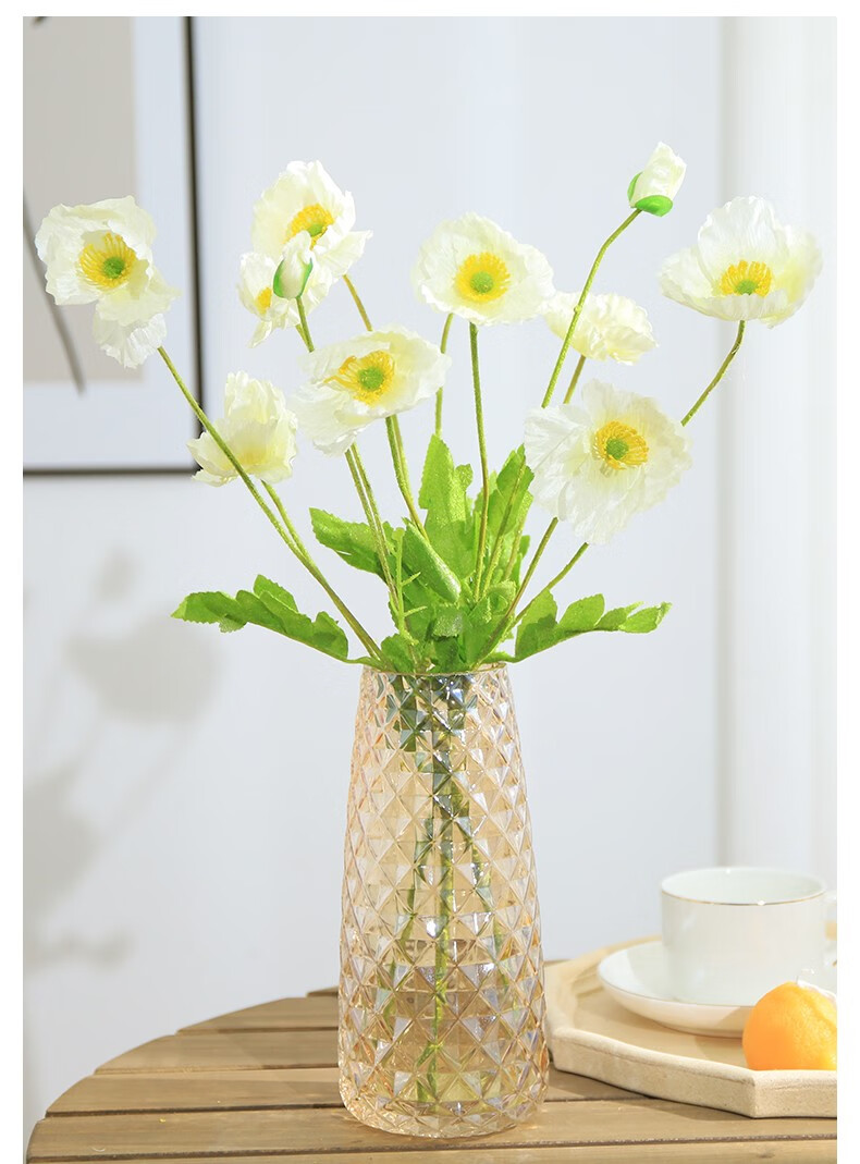 虞美人仿真花假花束摆设餐桌客厅玄关家居装饰品拍照道具花艺摆件