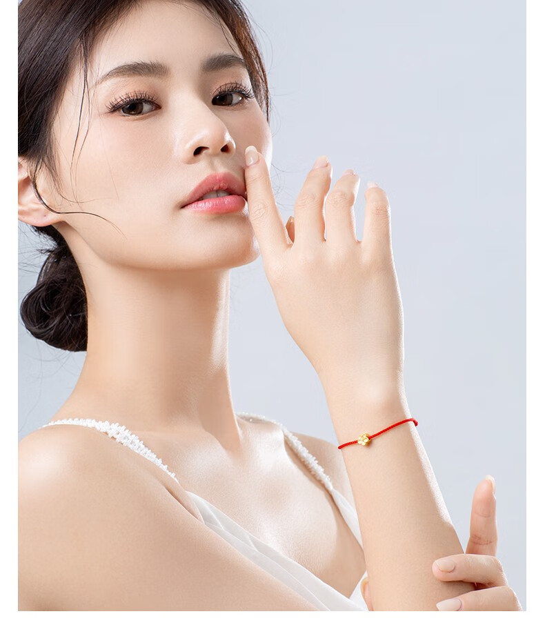 宝庆银楼黄金手串足金转运珠樱花手链女款时尚手绳送女友节日生日礼物