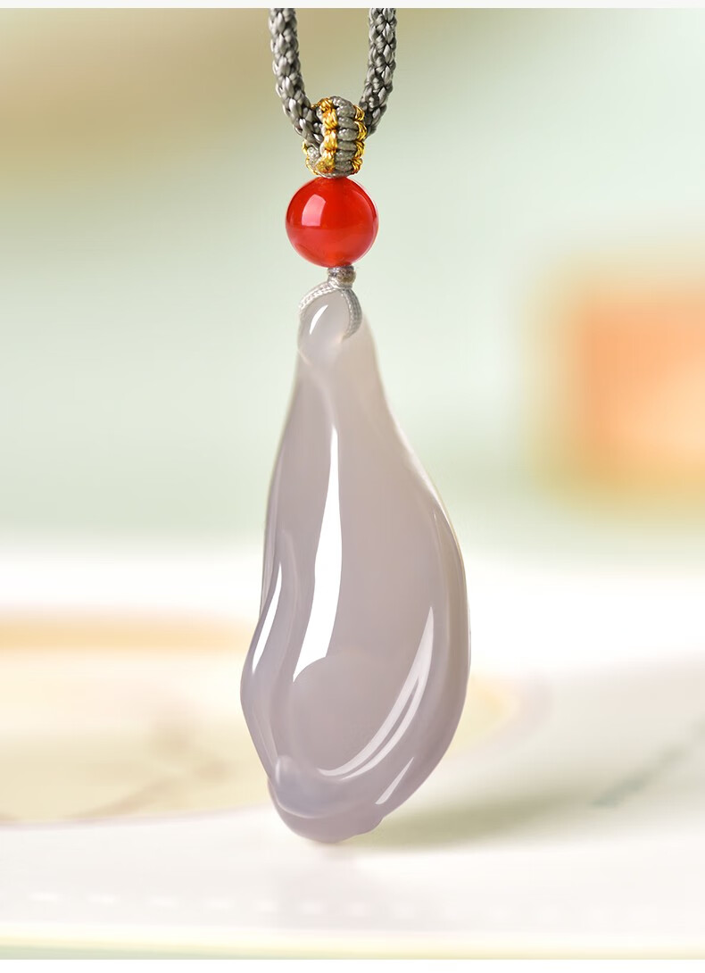 yunitongxing新疆和田玉烟紫色玉兰花吊坠玉石玉佩挂件女款玉坠项链