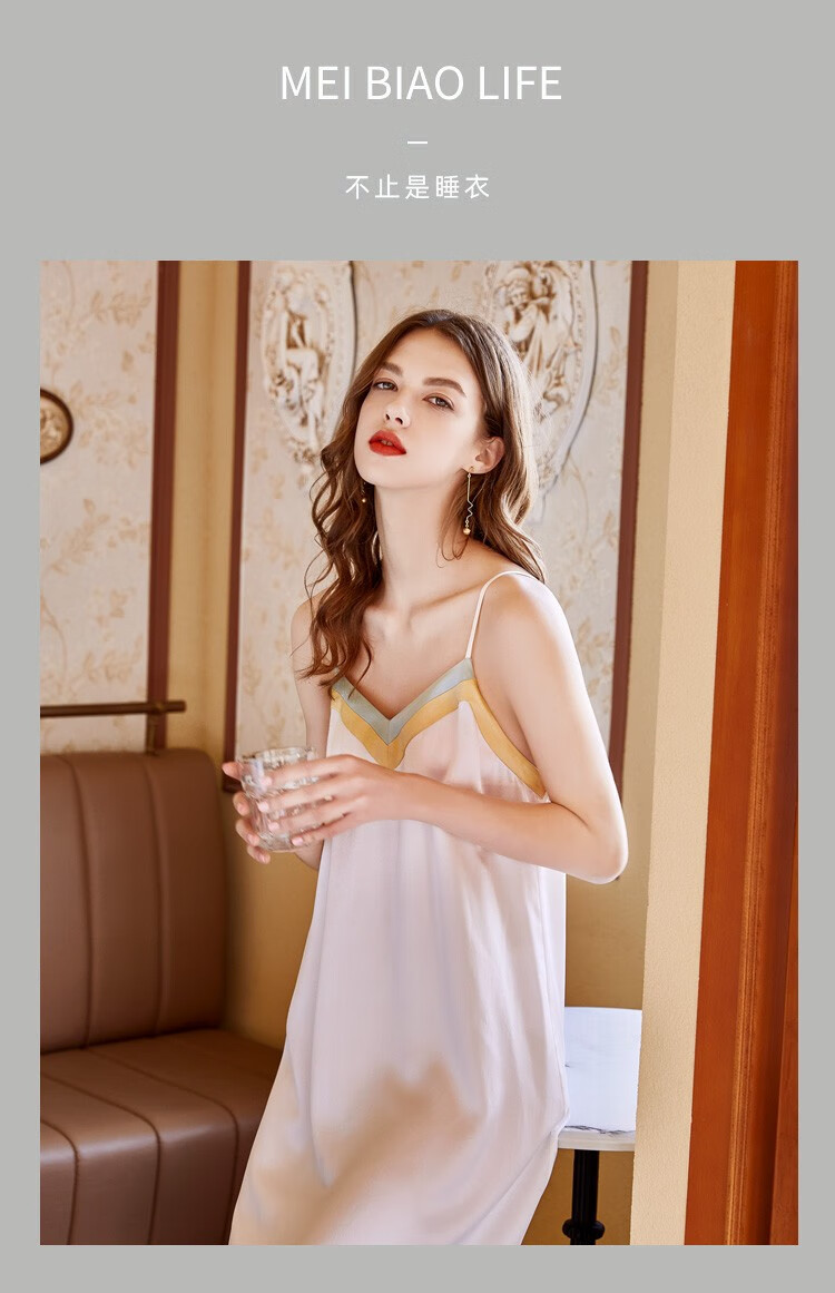 美标性感吊带真丝睡裙女春夏100%桑蚕丝睡衣19姆米重磅丝绸家居服