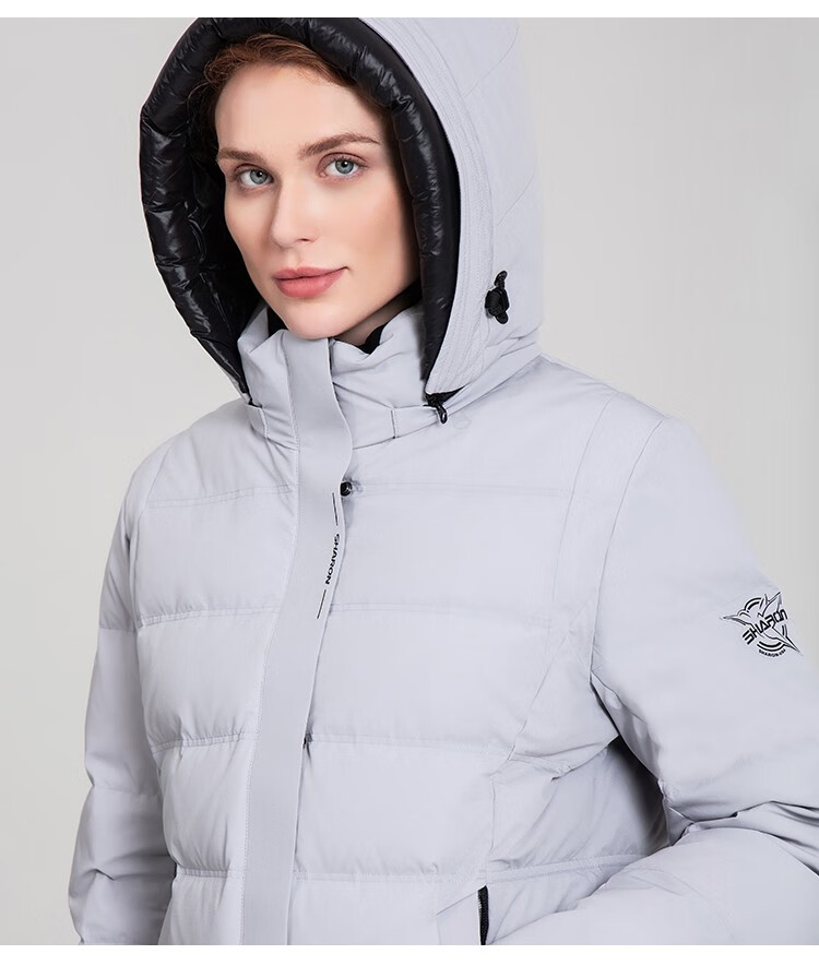 雪伦羽绒服女一手长2022年秋冬新款外套双层帽立体裁剪简约风新国标90