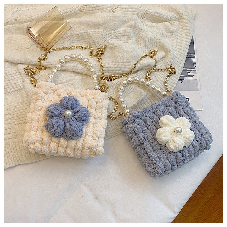 帝行dixing抖音泡芙花球球包手工编织包包毛线diy材料包手织自制礼物