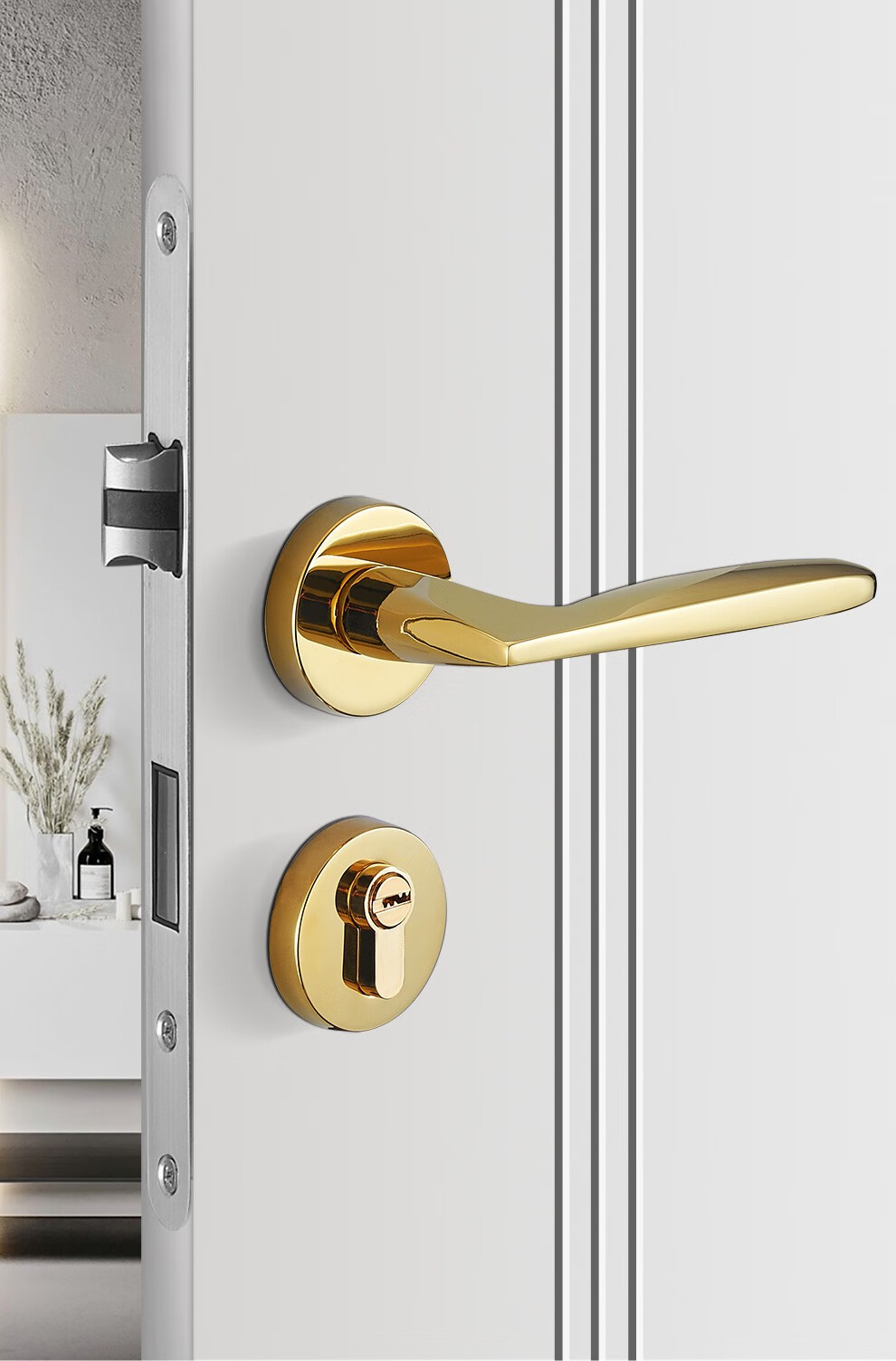 irongeneral门锁室内卧室木门锁欧式简约静音磁吸门锁分体锁房门锁