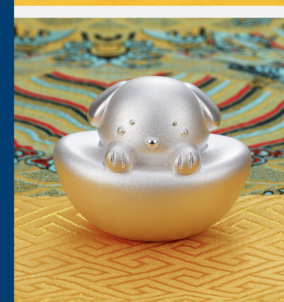 中国白银投资银元宝空心999足银银锭银料卡通生肖摆件礼品礼盒包装萌