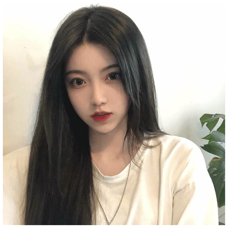 天使丝丝假发女长直刘海黑长直蓬松气质长发中长全头套式黑发网发卡